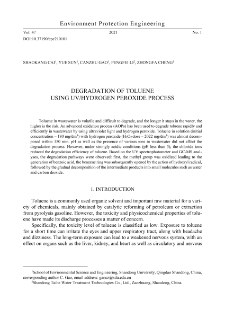 Degradation of toluene using UV/hydrogen peroxide process