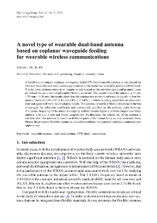 A novel type of wearable dual-band antenna based on coplanar waveguide feeding for wearable wireless communications