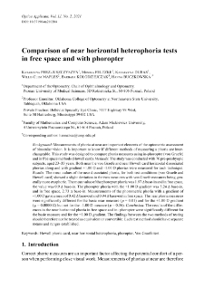 Comparison of near horizontal heterophoria tests in free space and with phoropter