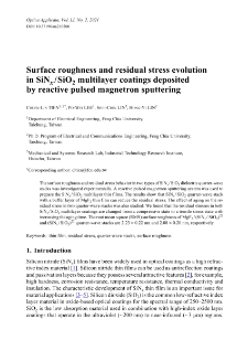 Surface roughness and residual stress evolution in SiNx/SiO2 multilayer coatings deposited by reactive pulsed magnetron sputtering