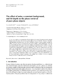 The effect of noise, a constant background, and bit depth on the phase retrieval of pure phase objects