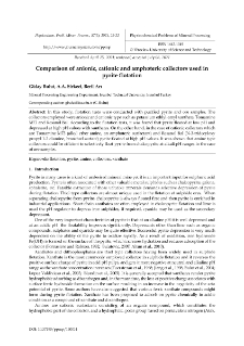 Comparison of anionic, cationic and amphoteric collectors used in pyrite flotation