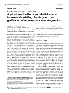 Application of the thermoporoelasticity model in numerical modelling of underground coal gasification influence on the surrounding medium