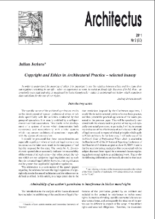 Copyright and Ethics in Architectural Practice - selected issuesy
