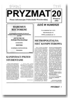 Pryzmat : Pismo Informacyjne Politechniki Wrocławskiej. 30 marca 1993, nr 20