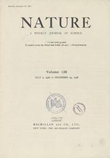 Nature : a Weekly Journal of Science. Volume 138, 1936 August 15, No. 3485