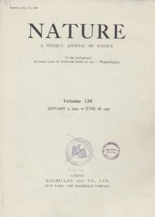 Nature : a Weekly Journal of Science. Volume 139, 1937 January 2, No. 3505