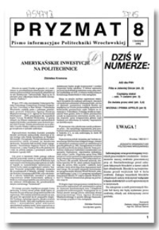 Pryzmat : Pismo Informacyjne Politechniki Wrocławskiej. 1 kwietnia 1992, nr 8