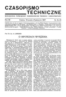 Czasopismo Techniczne. R. 60, Wrzesień - Październik 1947, Nr 9-10