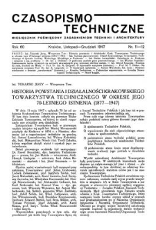 Czasopismo Techniczne. R. 60, Listopad - Grudzień 1947, Nr 11-12