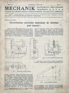 Mechanik : ilustrowany dwutygodnik techniczny : organ Stowarzyszenia Mechaników Polskich z Ameryki, Rok V, 15 lipca 1923, Zeszyt XIV