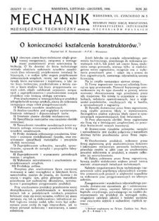 Mechanik : miesięcznik techniczny, Rok XII, Listopad - Grudzień 1930, Zeszyt 11-12