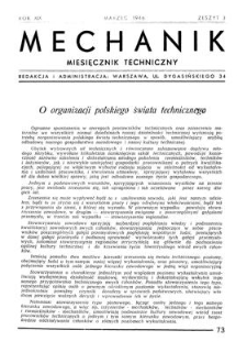 Mechanik : miesięcznik techniczny, Rok XIX, Marzec 1946, Zeszyt 3