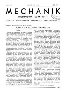 Mechanik : miesięcznik techniczny, Rok XIX, Kwiecień 1946, Zeszyt 4