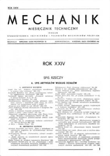 Mechanik : miesięcznik techniczny : organ Stowarzyszenia Inżynierów i Techników Mechaników Polskich, Rok XXIV, Styczeń 1951, Zeszyt 1