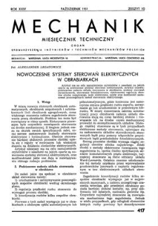 Mechanik : miesięcznik techniczny : organ Stowarzyszenia Inżynierów i Techników Mechaników Polskich, Rok XXIV, Październik 1951, Zeszyt 10