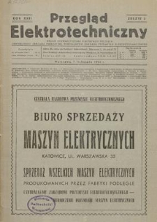 Przegląd Elektrotechniczny. Rok XXII, 7 listopada 1946, Zeszyt 3
