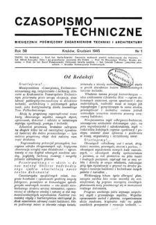 Czasopismo Techniczne. R. 58, Grudzień 1945, Nr 1