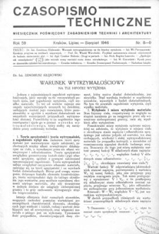Czasopismo Techniczne. R. 59, Lipiec - Sierpień 1946, Nr 8-9
