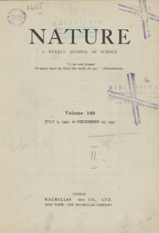 Nature : a Weekly Journal of Science. Volume 148, 1941 August 30, No. 3748