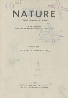 Nature : a Weekly Journal of Science. Volume 154, 1944 July 22, No. 3899