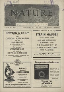 Nature : a Weekly Journal of Science. Volume 156, 1945 July 14, No. 3950