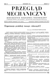 Przegląd Mechaniczny : miesięcznik naukowo-techniczny Stowarzyszenia Inżynierów Mechaników i Techników Polskich, Rok X, Kwiecień 1951, Zeszyt 4