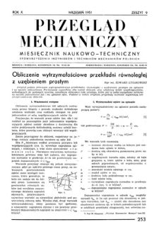Przegląd Mechaniczny : miesięcznik naukowo-techniczny Stowarzyszenia Inżynierów Mechaników i Techników Polskich, Rok X, Wrzesień 1951, Zeszyt 9