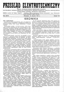 Przegląd Elektrotechniczny. Rok XXVII, 21 sierpnia 1951, Zeszyt 7/8