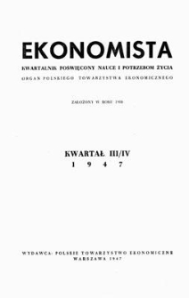 Ekonomista : kwartalnik poświęcony nauce i potrzebom życia, 1947, T. 3-4