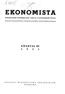 Ekonomista : kwartalnik poświęcony nauce i potrzebom życia, 1951, nr 3