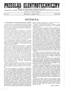 Przegląd Elektrotechniczny. Rok XXV, 21 sierpnia 1949, Zeszyt 7/8