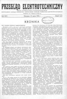Przegląd Elektrotechniczny. Rok XXVI, 21 marca 1950, Zeszyt 1/2/3