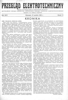 Przegląd Elektrotechniczny. Rok XXVI, 21 grudnia 1950, Zeszyt 12