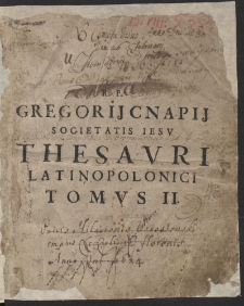 Thesavri Polonolatinogræci Gregorii Cnapii [] Tomvs Secvndvs - T.2