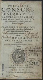 Thesaurus Conscribendarum Et Contexendarum Epistolarum Novus Et Utilissimus [...]