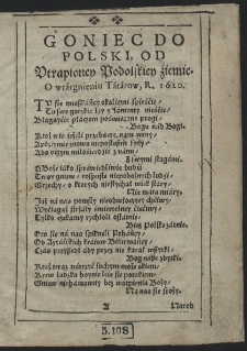 Goniec Do Polski, Od Utrapioney Podolskiey źiemie : O wtárgnieniu Tátárow, R. 1620