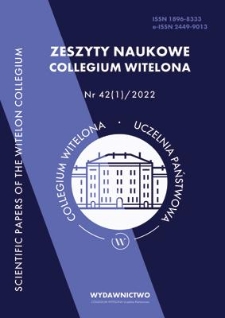 Spis treści [Zeszyty Naukowe Collegium Witelona, nr 42(1)/2022]