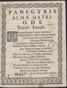 Panegyris Almae Matri. Ode