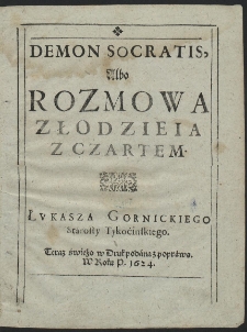 Demon Socratis, Albo Rozmowa Złodzieia Z Czartem. [...]