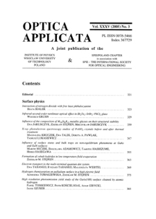 Editorial [Optica Applicata, Vol. 35, 2005, nr 3]