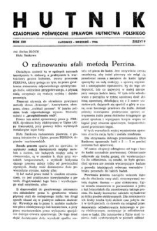 Hutnik : czasopismo poświęcone sprawom hutnictwa polskiego. R. 13, wrzesień 1946, Zeszyt 9