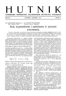 Hutnik : czasopismo poświęcone zagadnieniom hutnictwa polskiego. R. 14, listopad 1947, zeszyt 11
