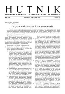 Hutnik : czasopismo poświęcone zagadnieniom hutnictwa polskiego. R. 14, grudzień 1947, zeszyt 12