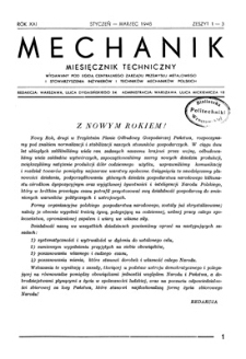 Mechanik : miesięcznik techniczny, Rok XXI, Styczeń-Marzec 1948, Zeszyt 1-3