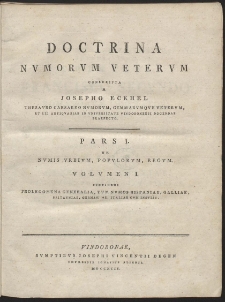 Doctrina Nvmorvm Vetervm Conscripta A Josepho Eckhel [...] - T. 1