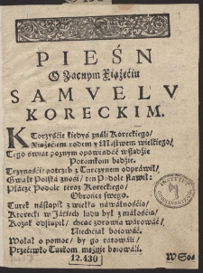 Pieśn o Zacnym Xiążęćiu Samvelv Koreckim