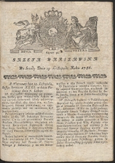 Gazeta Warszawska. R.1786 Nr 91