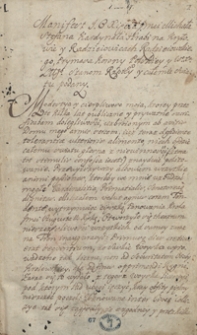 [Miscellanea z lat 1668-1770 zawierające odpisy listów, mów i aktów publicznych odnoszących się do spraw politycznych Polski przeważnie okresu panowania Augusta II]