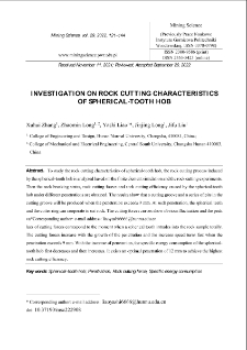 Investigation on rock cutting characteristics of spherical-tooth hob